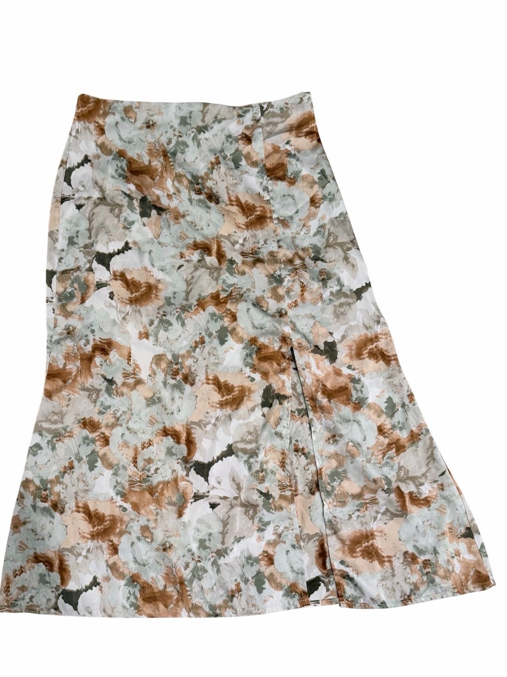 Böhme Floral A-Line Midi Skirt in Cream, Brown & Sage